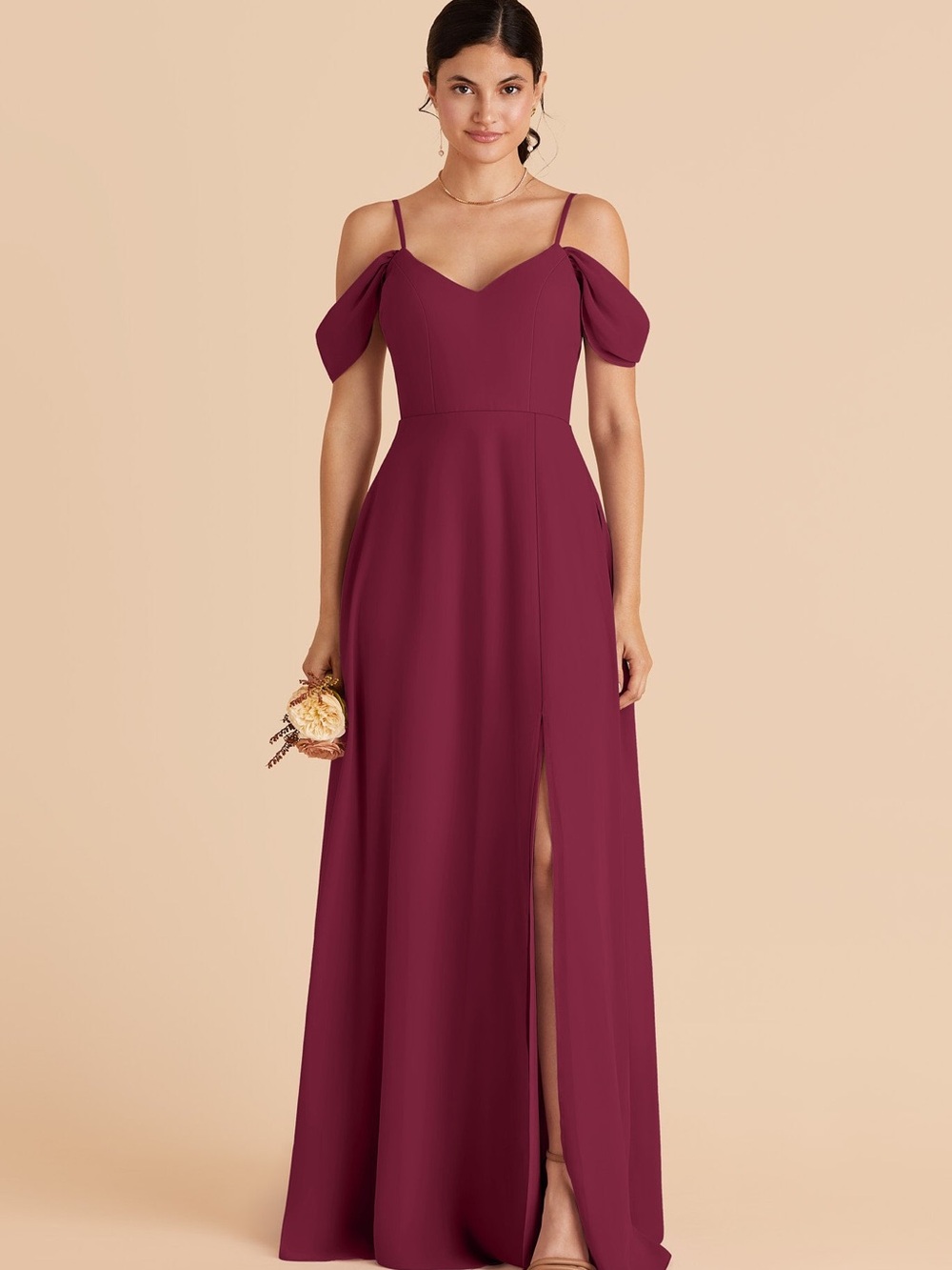 Birdie Grey Cold-Shoulder Spaghetti Strap Maxi Dress Devin Dress Chiffon Berry